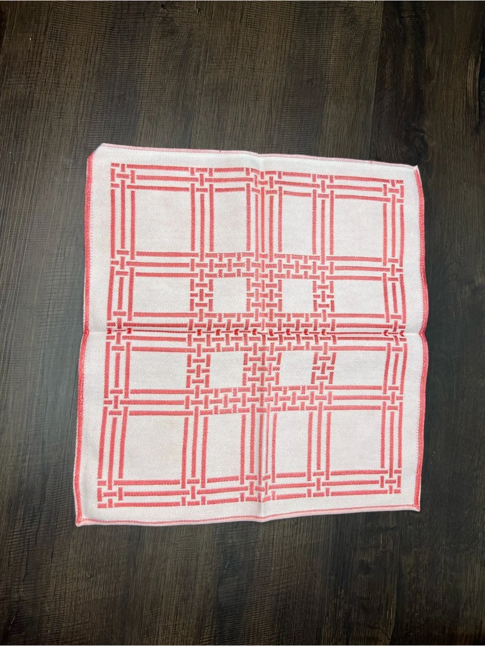 Set of Six Vintage White and Pink Patterned Napkins